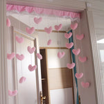rideau décoratif rose semi transparent papillons étoiles pompons velours polyester doux