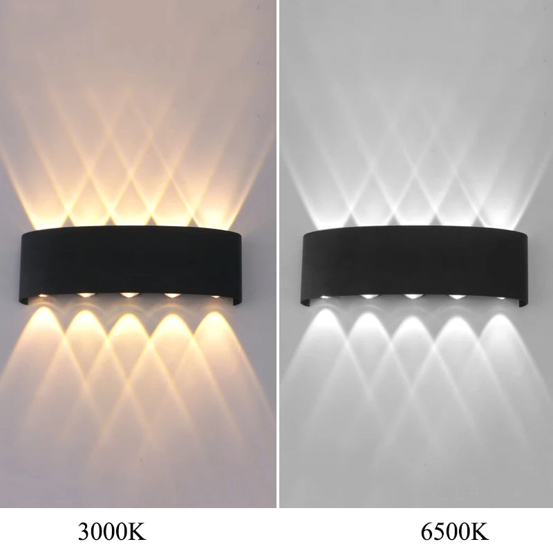 applique murale led noire moderne 3000k 6500k 4w 6w 8w 10w intérieur extérieur