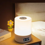 lampe chevet horloge intégrée rechargeable lumière chaude blanc moderne led tactile