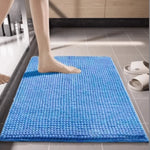 tapis bain polyester anti dérapant lavable machine moderne gris bleu marron texture boules 40x60cm