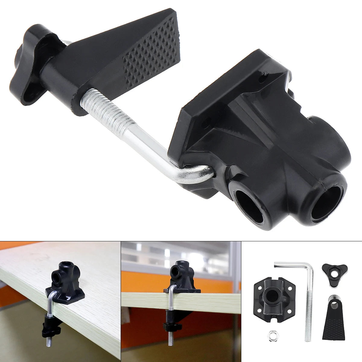 support lampe métal noir pince vis base hexagonale bras articulé clip microphone fixe