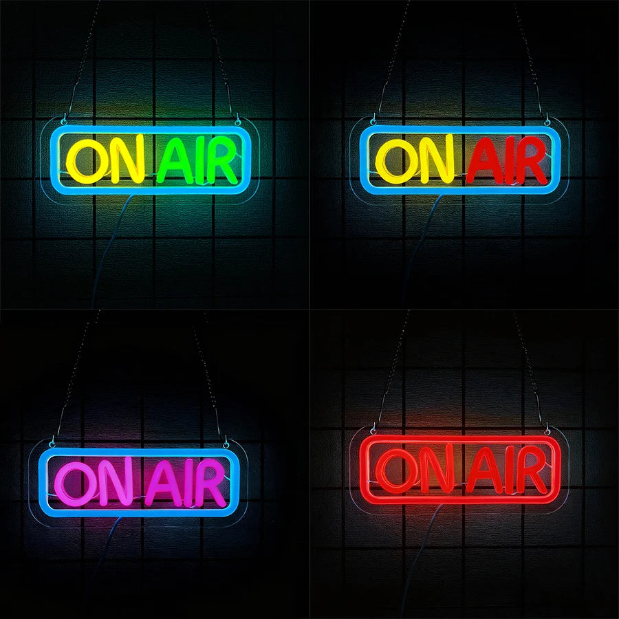 panneau lumineux led lettres on air moderne bleu jaune vert rose rouge opacité chaines