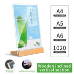 support carte table acrylique transparent base bois clips restaurant