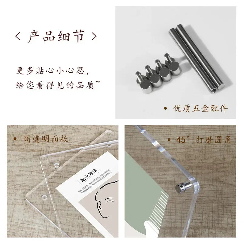 cadre photo transparent moderne clips métalliques illustrations figures humaines fleurs minimaliste porte photo