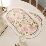 tapis table rose fleurs vert feuilles classique romantique PU respectueux environnement 45x30cm