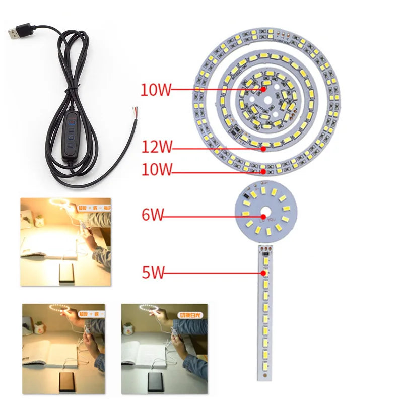 plaque led circulaire blanc diodes 5w 10w 30w dimmable moderne câble usb adaptateur secteur
