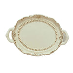 Support bijoux ornements dorés bordure perlée blanc doré classique vintage boucles oreilles anneaux collier