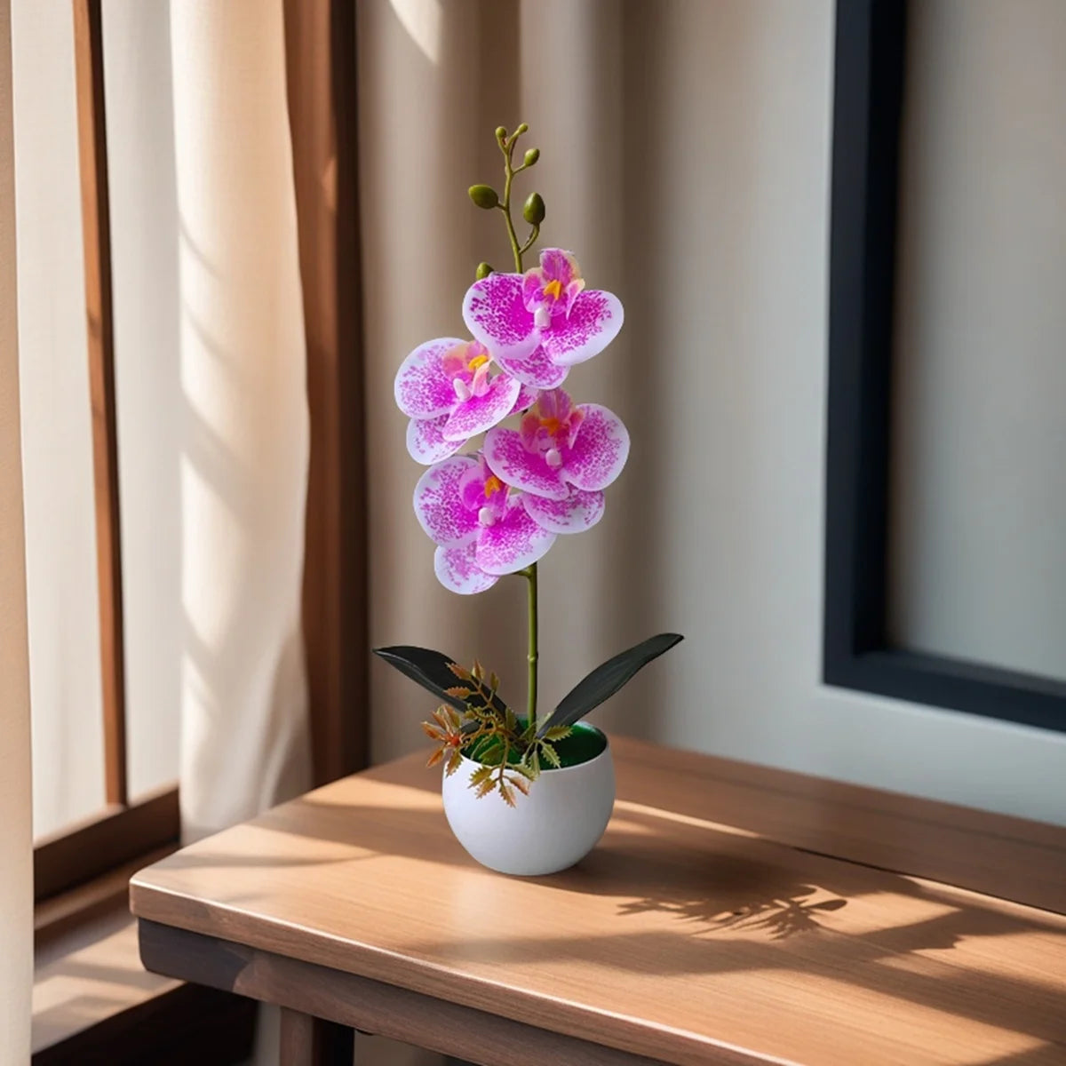 Décoration intérieure orchidée artificielle pot blanc violette bleue blanche minimaliste moderne