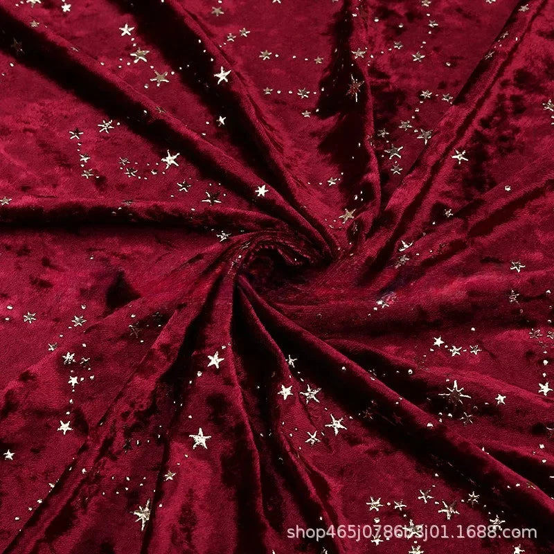 tissu velours étoiles dorées polyester confortable rouge violet bleu noir