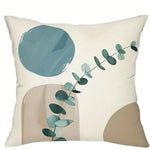 taies d'oreiller lin motif abstrait feuilles cercles moderne decoration maison