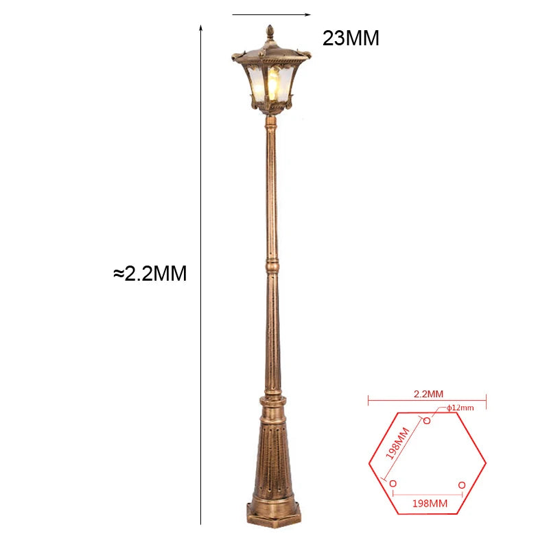 lampe rue extérieure rétro vintage éclairage public ip65 led noir or aluminium