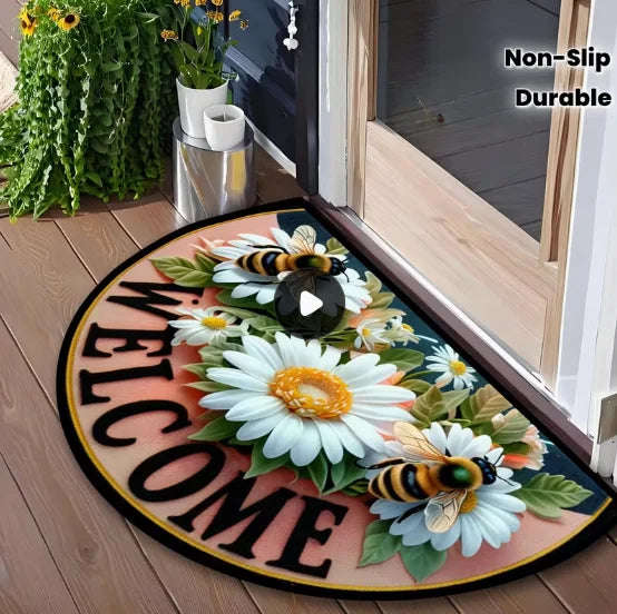 tapis moderne antidérapant tournesols motifs floraux noir jaune rouge 40x60cm 50x80cm 60x90cm