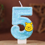 bougies numériques pailletées winnie ourson anniversaire enfant bleu jaune