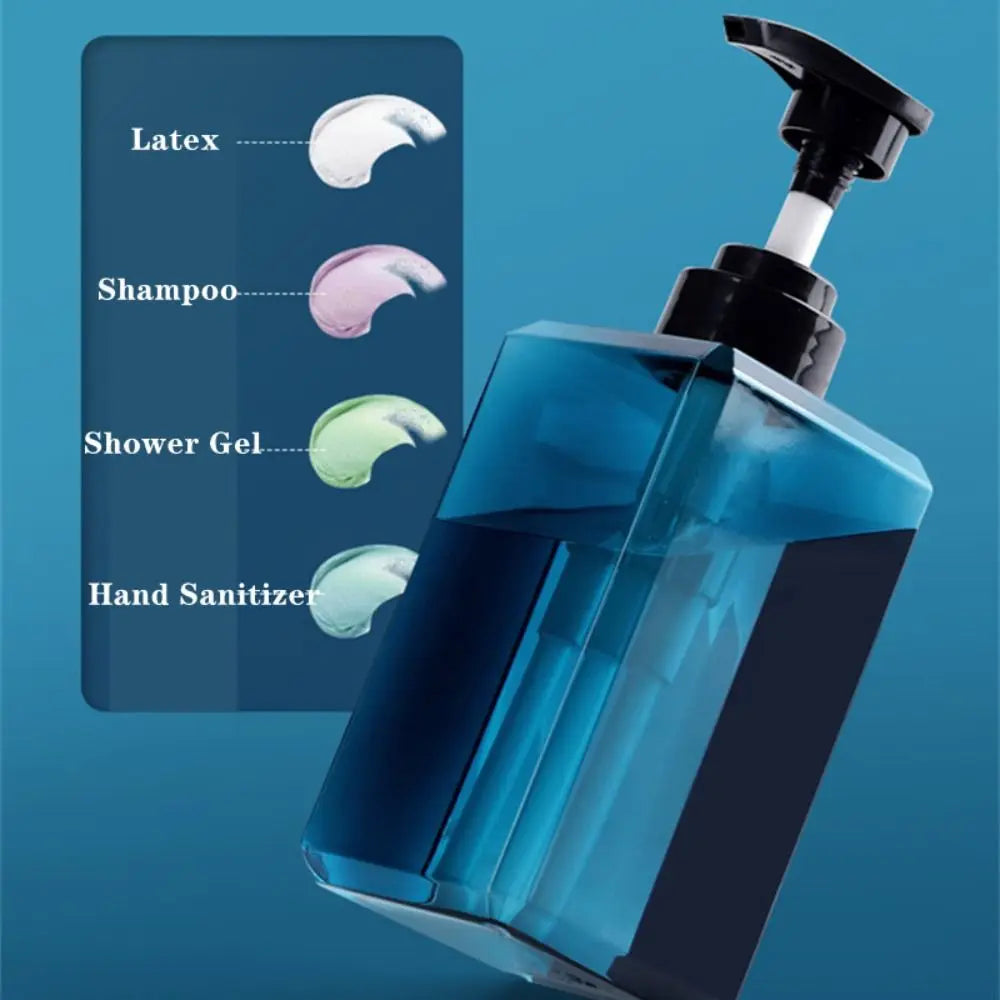 distributeur savon liquide bleu vert transparent contemporain 250ml 450ml 650ml pompe bouchon rechargeableextérieurvoyage