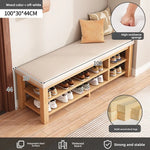 tabouret rangement chaussures bois naturel moderne minimaliste coussin rembourré étagère entrée multifonction adultes seniors