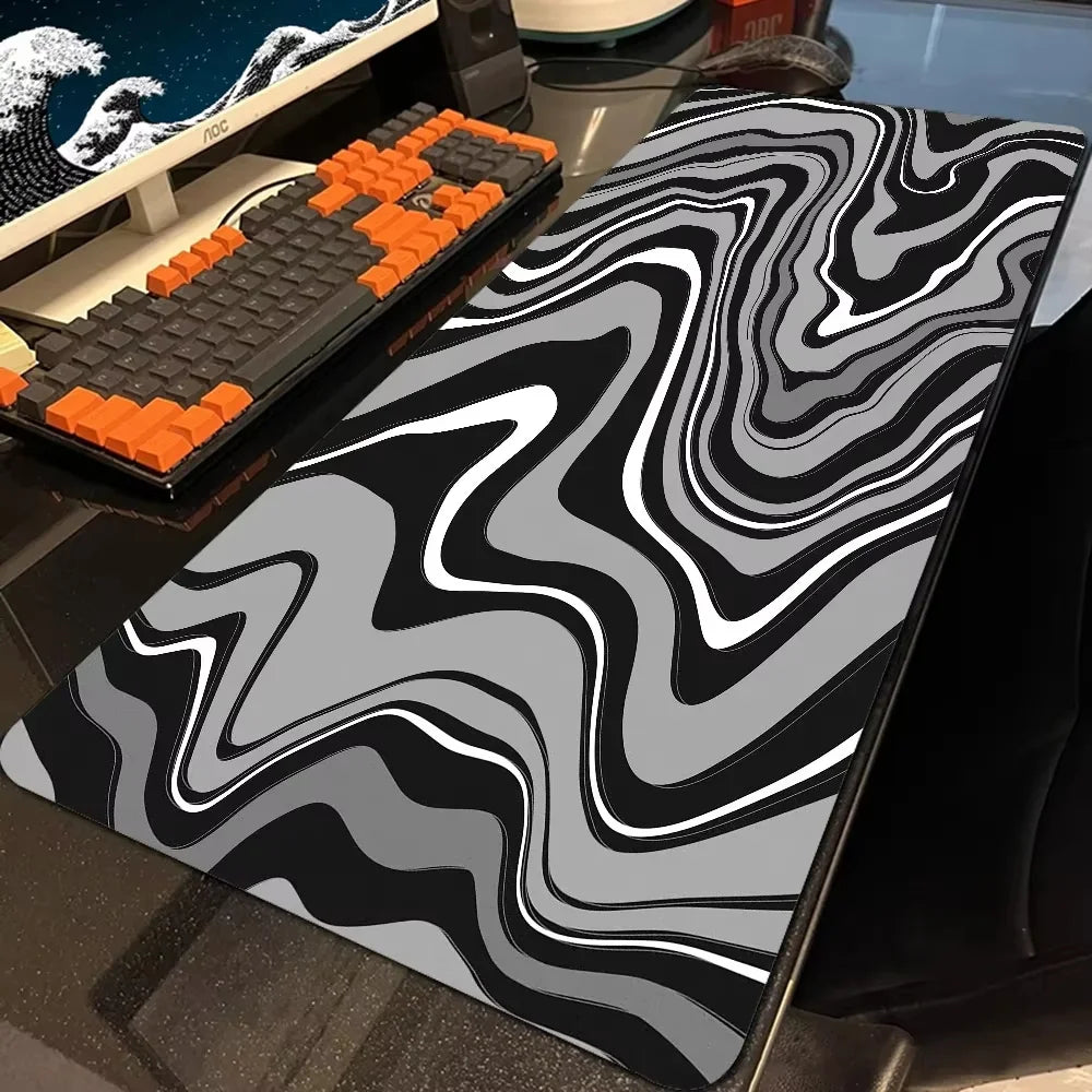 tapis souris xxl grand gaming noir gris liquide moderne antidérapant doux lavable