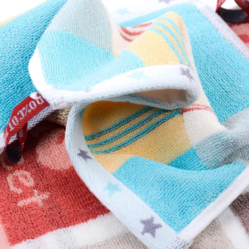 serviettes coton animées dessin triangles lapins nuages étoiles clips enfants rose bleu