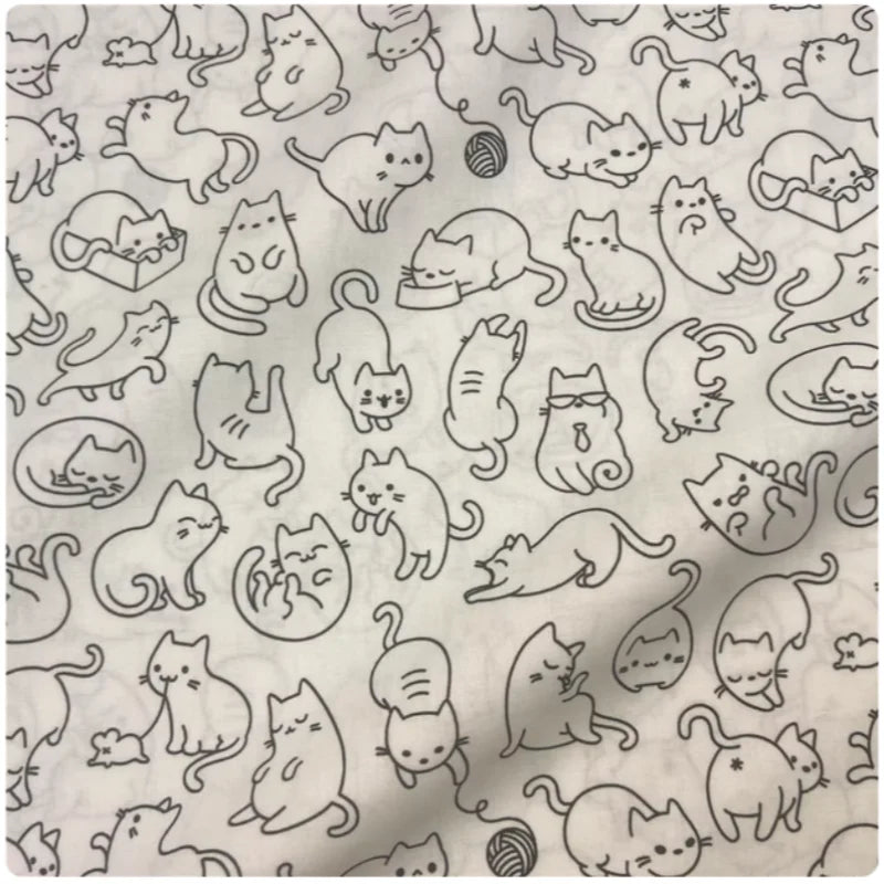 tissu coton imprimé chats noirs 145cm largeur diy sacs rideaux nappes respectueux environnement simple
