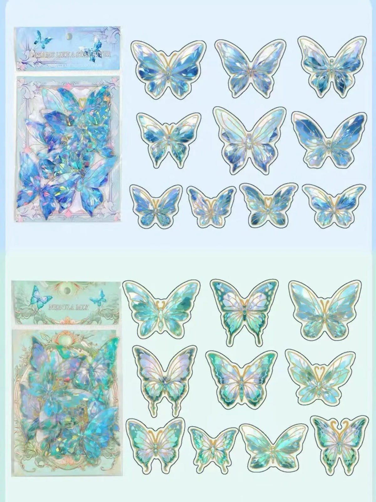 papillons décoratifs transparents rose bleu vert clips élégants bricolage auto collants artisanal