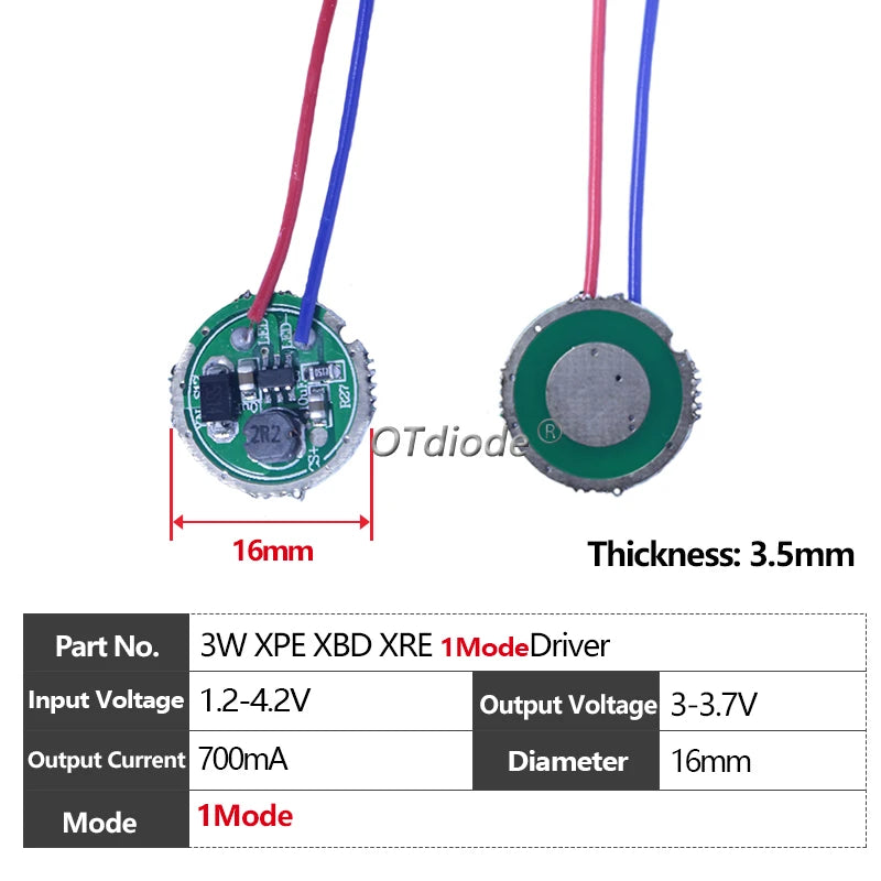circuit intégré led 3w 5w 10w vert bleu noir 17mm 20mm 22mm 1mode 5modes