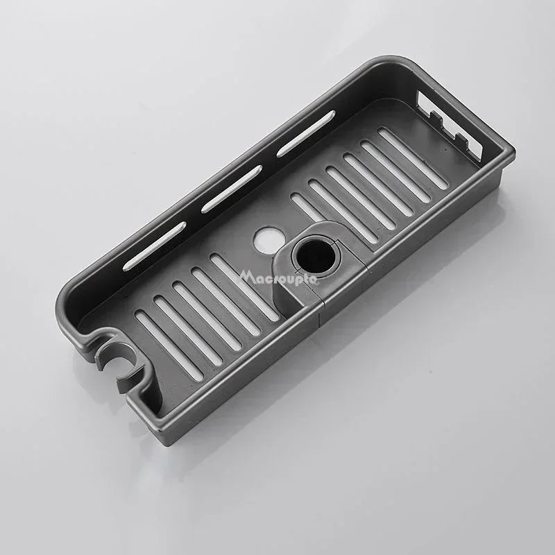 étagère douche moderne rayures horizontales blanc noir clips mural rechargeable minimaliste