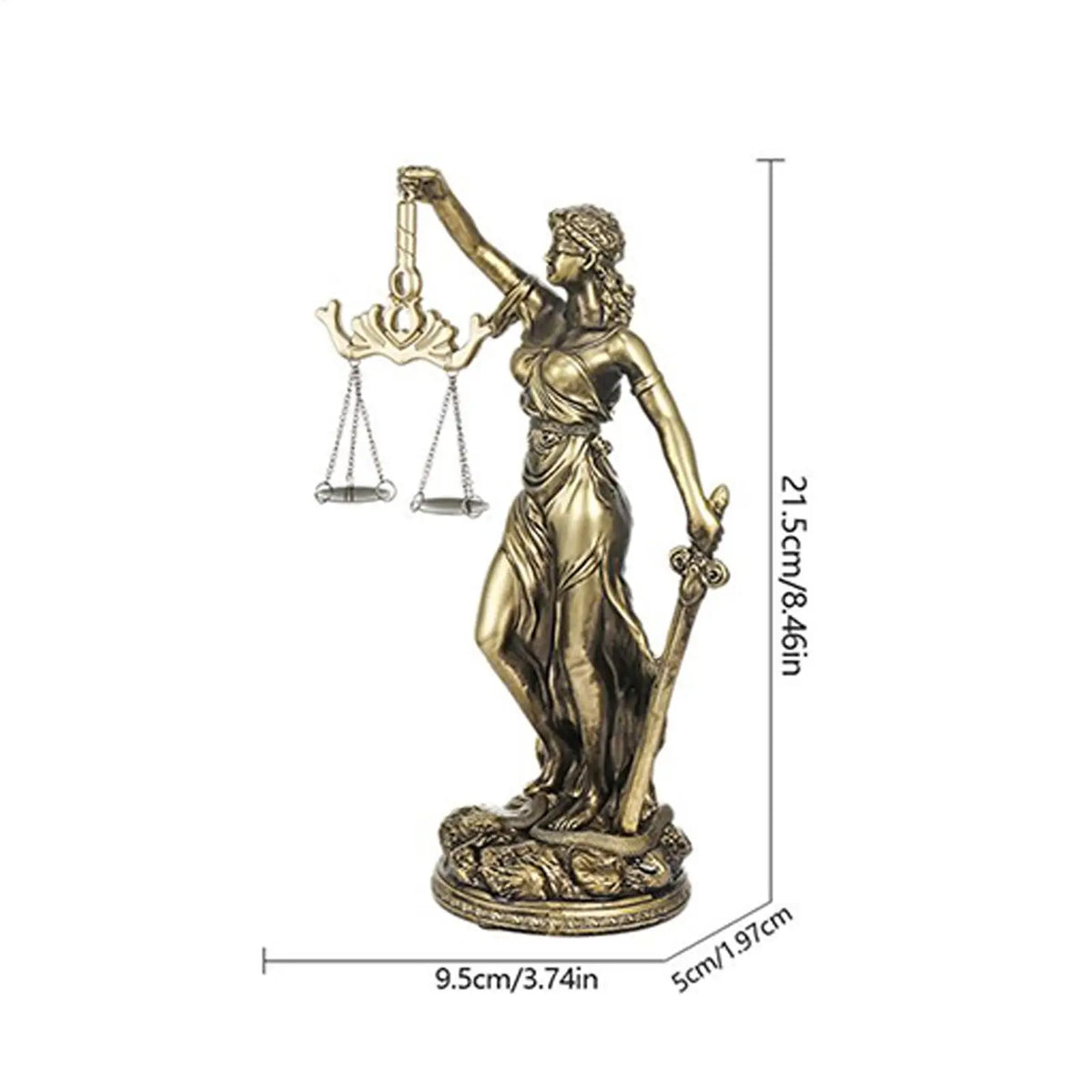 statue justice dorée sculptural maison livres lampes classique détaillée motifs décoratifs base