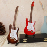 guitare électrique miniature bois support clip marron noir rouge blanc classique