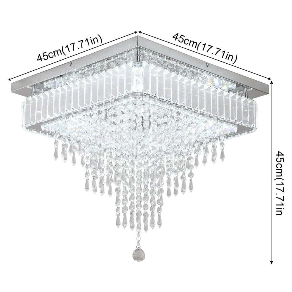 lustre suspendu cristal moderne led blanc transparent télécommande salon salle manger