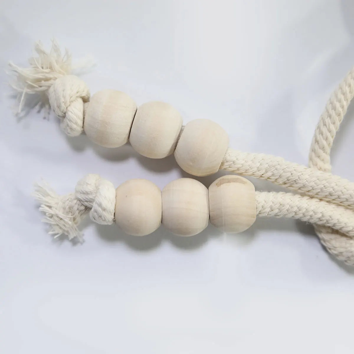 corde rideaux tressée bois anneaux rustique bohème beige clair fixations naturelles
