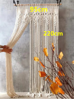 rideau macramé blanc cassé motifs géométriques franges boho chic crochets métalliques decoration interieur tissu
