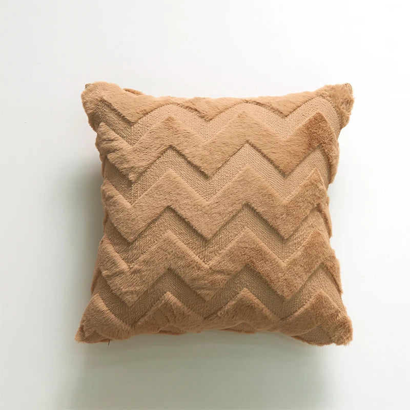 coussin decoratif plush 45x45cm motif zigzag moderne blanc gris rose chambre salon voiture