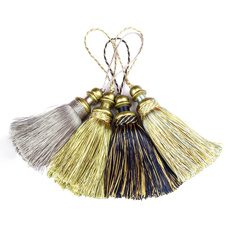 pompons rideaux noir beige doré argent bleu marine classiques tissés opaques 21cm 8cm