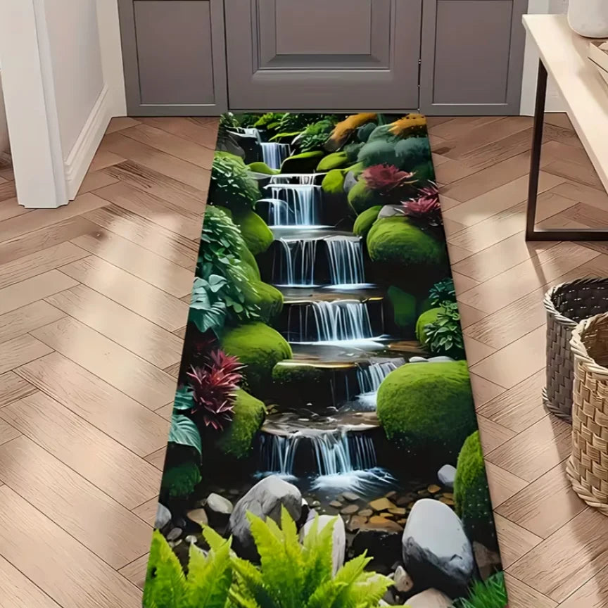 tapis moderne cascade fleurs naturelle salon décoration intérieure polypropylène polyester