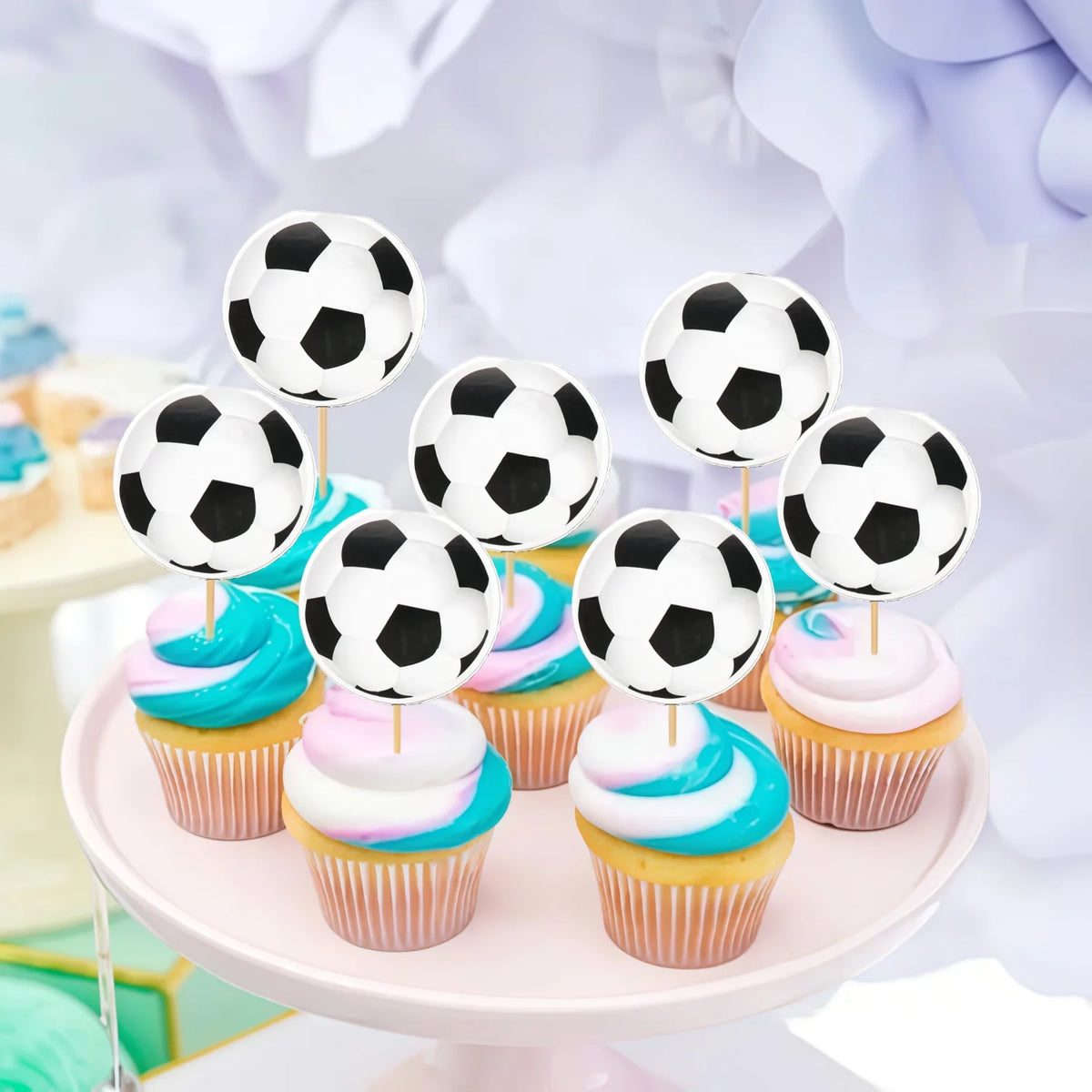 décorations cupcakes football blanc noir moderne festives tringles occasion anniversaire noël saint valentin halloween