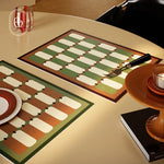 tapis table moderne rectangulaire vert marron camouflage antidérapant lavable réutilisable 30x40cm