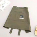 tablier cuisine imperméable polyester noir vert olive marron clair moderne poche grande ceinture ajustable