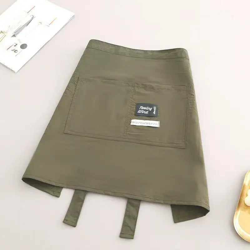 tablier cuisine imperméable polyester noir vert olive marron clair moderne poche grande ceinture ajustable