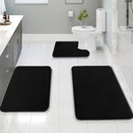 tapis bain gris uni doux moderne adhésif ensemble trois pièces chambre salle bain