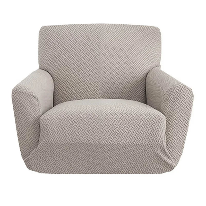 housses fauteuil moderne beige gris vert motif géométrique adhésif anti dérapants polaire polyester