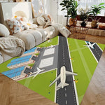 tapis moderne aéroport pistes avions vert gris blanc chambre salon extérieur