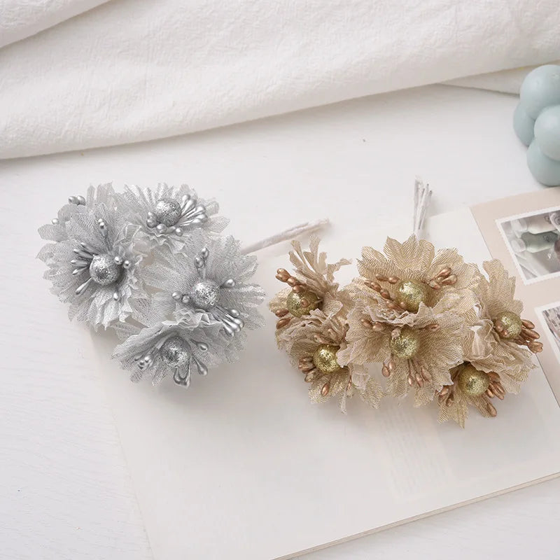 couronne fleurs artificielles mariage romantique décoration intérieure dorées tissu dentelle beige gris argenté