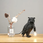 lampe poser oiseau noir plumes modernes naturel chambre coucher ampoule filament câble électrique