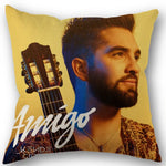 taie d'oreiller carrée 45x45cm moderne motif Kendji Girac imprimé uni côté opaque polyester