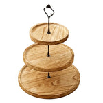 présentoir gâteaux trois étages texture bois rustique gris brun marron fixations métal vintage pain