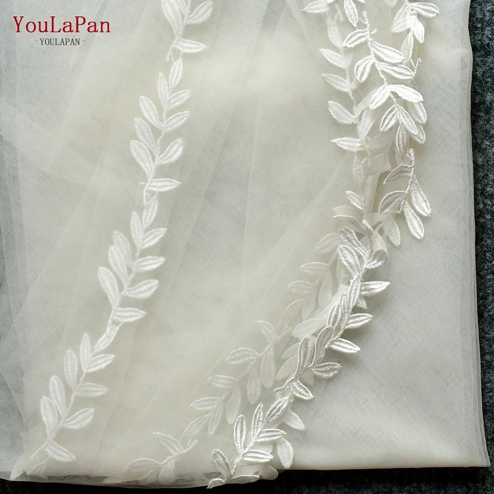 voile mariée blanc broderie feuilles transparente classique clips femme wedding veil