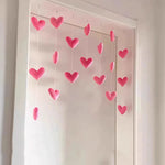 rideau velours rose coeurs clips romantique chambre decoration textile porte suspension