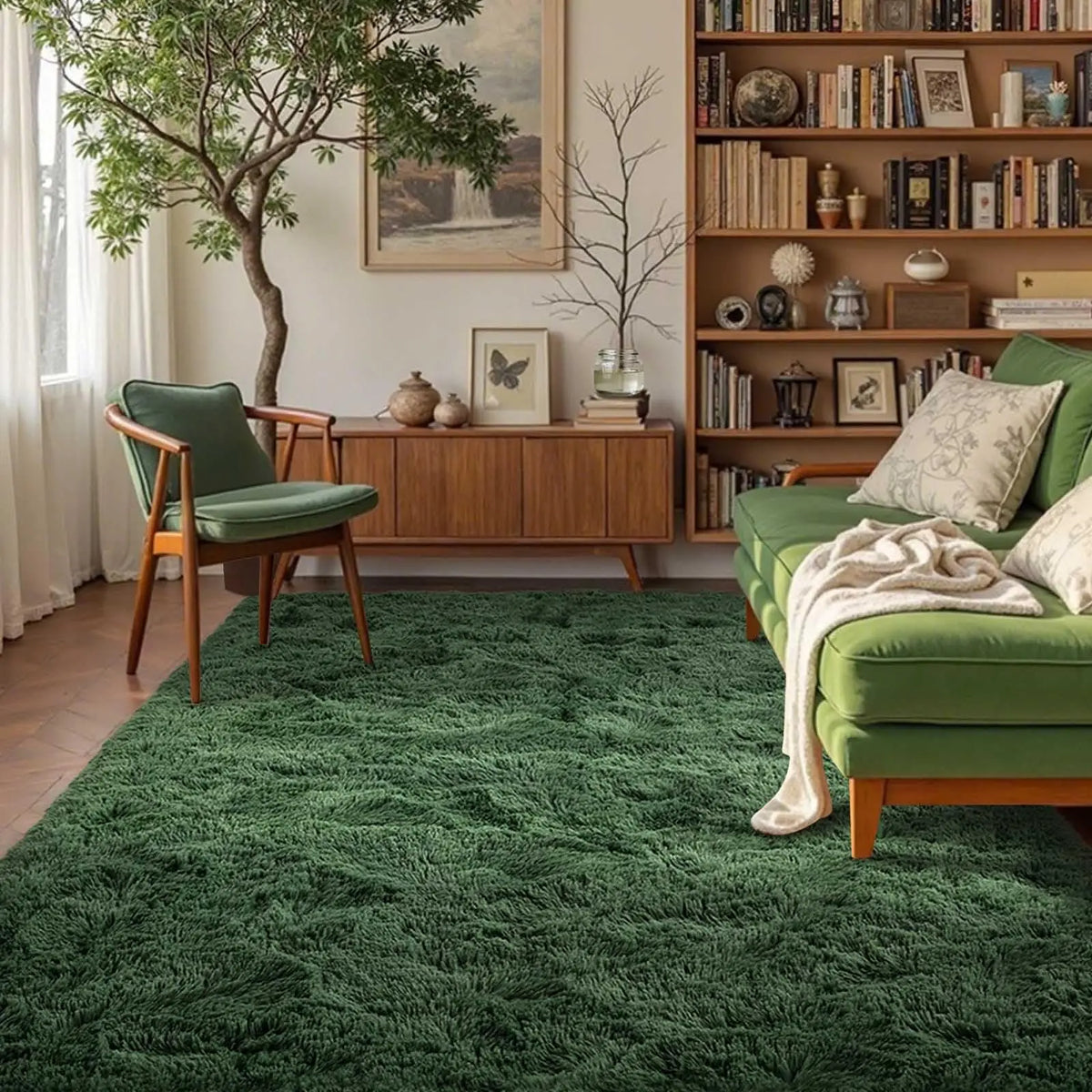 tapis moderne vert foncé doux fourré salon chambre balcon adhésif polyeste qualité spécialité moisture