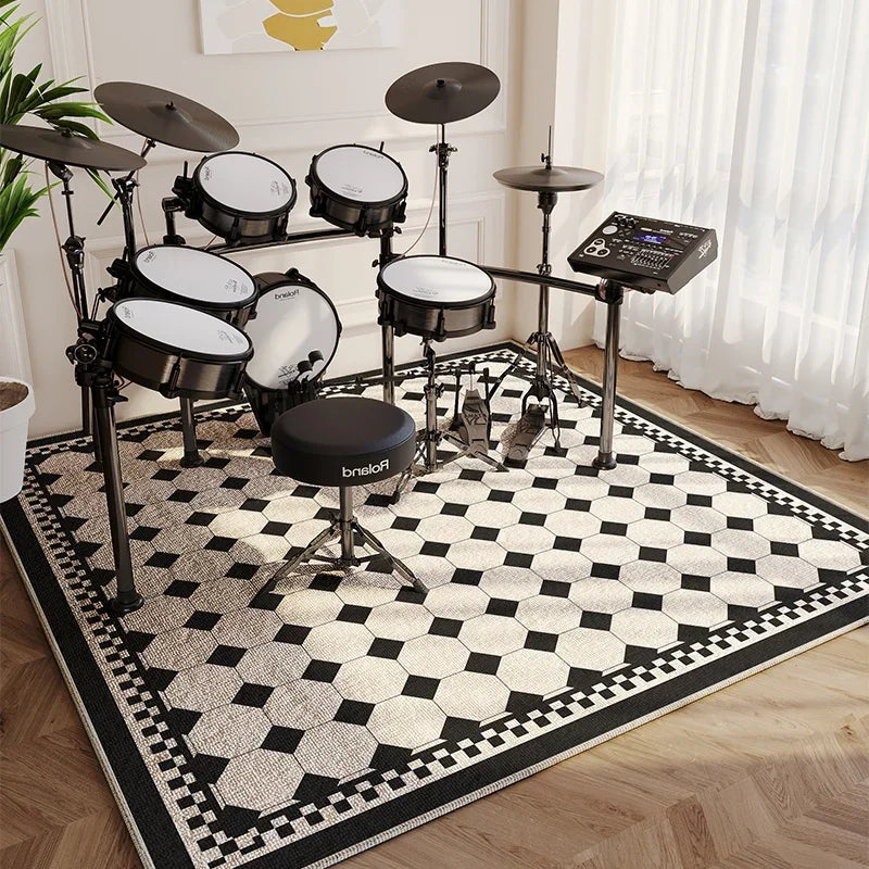 tapis moderne musical floral salon noir blanc décoration chambre hôtelextérieur
