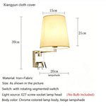 lampe murale moderne bras articulé abatjour beige chrome cuisine chambre coucher entree salles manger