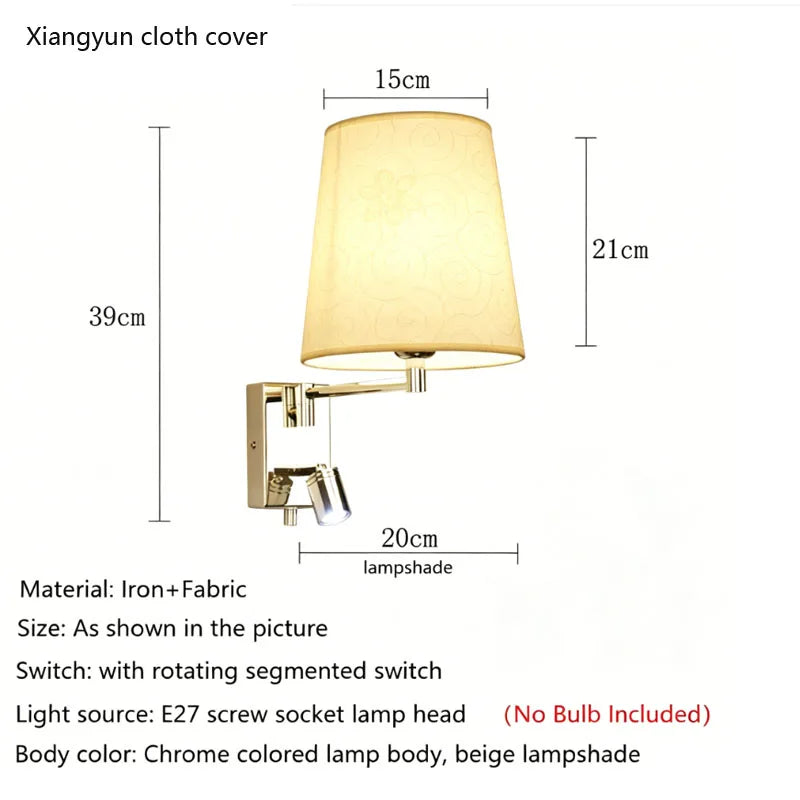 lampe murale moderne bras articulé abatjour beige chrome cuisine chambre coucher entree salles manger